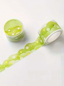 118.11 英寸金色箔云朵图案和纸胶带 - 柔和彩虹渐变，饰以星星和云朵图案，耐用纸艺胶带，适用于 DIY 手账、剪贴簿、礼品包装 - 装饰文具、手账装饰、趣味设计、鲜艳色彩、创意项目、子弹笔记装饰、艺术设计、光滑质地、手账爱好者