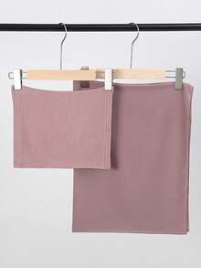 2 件套女士围巾和帽子套装，多功能内围巾帽子组合，头巾，中东斋月长袍搭配，弹性内帽子，雪纺围巾和帽子套装，休闲装 - 11-皮粉 - 查看 4