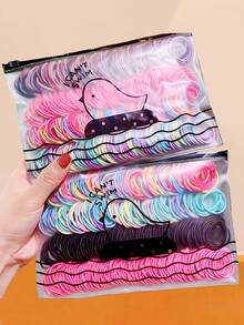 500个/套糖果色发圈，包含粉色、蓝色、黄色、紫色等多种鲜艳色彩，适合女孩和女士使用。用途广泛，可用于发型设计、DIY手工制作（如编织手链和项链），也适合日常收纳整理，数量充足，满足各种需求。 （关键词：发圈、橡皮筋、发绳、弹力发圈、发带、美发家居饰品） - 彩色 - 查看 10