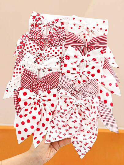 Set de 8 piezas de pasadores de pelo con estampado de lunares rojos y blancos, cuadros, flores y lazos - Lunares alegres, cuadros vintage, flores románticas, todo en uno - Adecuado para niñas y mujeres, perfecto para citas, fiestas u ocasiones para realzar tu belleza, pasadores de pinza, ganchos para el cabello, pasadores, accesorios para el cabello, atuendo de invierno para mujer, atuendos de vacaciones para mujer, lazos, lindos, accesorios para el cabello