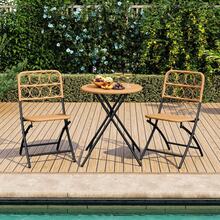 Lifezeal 3 PCS Patio Bistro Set With Wicker Seat & Tabletop For Backyard, Garden, Balcony - Brown - View 5