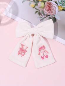 1件粉色A-Z 26字母刺繡蝴蝶結髮飾，甜美芭蕾女孩粉色蝴蝶結髮夾，白色布料髮夾，優雅生日女孩頭飾 - 彩色 - 查看 19