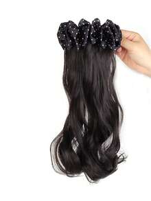 合成假发 优雅印花波点蕾丝发饰 香蕉夹式分层卷发马尾 低扎自然马尾爪 适合女性日常佩戴和聚会 - 彩色 - 查看 17