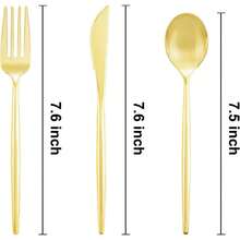 3/9/12/18 件套可重复使用复古金色餐具套装，包括牛排刀、甜点叉、咖啡勺，适用于大型活动、家庭聚会、餐厅、婚礼、户外活动、生日、圣诞节、派对装饰、学校派对、户外野餐、节日宴会、返校季及其他场合。 - 彩色 - 查看 9