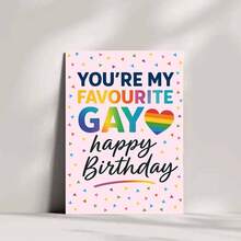 "You're My Favourite Gay" Happy Birthday Card - Vibrant Rainbow Design For Adult LGBTQ+ Celebrations (With Envelope) - Multicolor - View 5