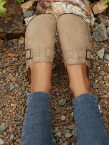 Boken Women's Spring 2024 New Thick Soled Slide Sandals, Slip-On Casual Loafers - Khaki - View 3