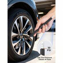 Heavy Duty Tire Pressure Gauge, Straight - On Dual Pressure Gauge Range 10 - 150 PSI, Gauge 4 Caps, Semi Truck Tire Gauge Truck, RV, Car - Initial - View 7