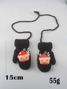 زوج من قفازات الأطفال ذات رأس الغزال الكرتوني لعيد الميلاد، قفازات بلا أصابع دافئة مع وشاح، للخريف/الشتاء - 1Pair - مشاهدة 13