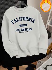 Sudadera blanca con estampado CALIFORNIA LOS ANGELES, estilo universitario moderno - Gris Claro - Ver 1