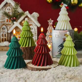 1 pieza Vela perfumada con diseño de árbol de Navidad para el dormitorio, aromaterapia, decoración del hogar, decoración navideña, regalo de Navidad