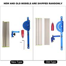 Sistema de guía de inglete para sierra de mesa, mesa de empuje, manija de empuje, bloque limitador, soporte, juego de guía de inglete - Azul - Ver 8