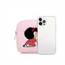 1个 Mafalda Design 女士灯芯绒化妆包，拉链封口 | 多隔层设计，可收纳口红、指甲油、必备品、化妆品、卫生巾等，简约化妆包 - 彩色 - 查看 10