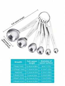 6pcs Stainless Steel Baking & Cooking Measuring Spoon Set, Metal Kitchen Measuring Tools For Dry And Wet Ingredients - Multicolor - View 5