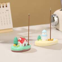 1 pièce Brûleur d'encens et support en résine de mini maison d'île créative et mignonne (bâtons d'encens non inclus), accessoire de décoration d'intérieur de style zen, cadeau de conception originale pour l'anniversaire, Noël, la Saint-Valentin - Multicolore - Voir 9