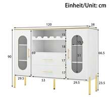 White Sideboard With Glass Fronts And Wine Rack – Sideboard For Dining Room And Living Room – Adjustable Base – Plenty Of Storage And Modern Design - White - View 7