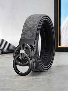 1 Piece Men's Letter Alloy Automatic-Buckle Belt, Light Luxury Business Letter-Printed Belt, 47 Inches. Suitable For Daily Commuting And Business Office Scenarios, Featuring A Simple And Low-Key Design. An Ideal Gift For Brothers, Family Members And Boyfriends On Christmas. - Multicolor - View 12