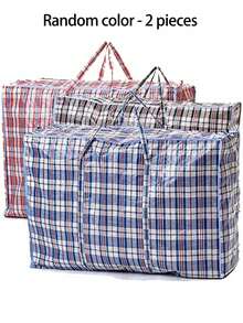 Extra Large Durable Moving Packing Bag, Reusable Zippered Storage Bag, High Capacity Garment Storage Bag, Extra Large Plastic Grid Laundry Shopping Bag With Zipper And Handles, Foldable And Reusable, School Storage Bag, Teacher Storage Bag - Multicolor - View 11