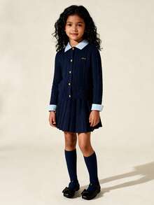 Balabala Mary Jane Flats - Cute Bow Decor Adjustable Strap Dress Shoes For Kids - Black - View 3