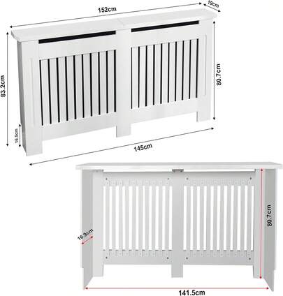 Huini Radiator Cover Wall Grill Cabinet MDF Wood Radiator Shelf Heater Covers Thicken Wooden Hallway Home Office Furniture Decorative, White, Large Size: 32.3 X 59.8 X 7.5 Inch, Medium Size: 32.3 X 44.1 X 7.5 Inch,  Small Size: 32.3 X 30.7 X 7.5 Inch