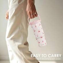 Pink Bow Stainless Steel Straw Lid Tumbler 30oz With Carry Handle For Women Girls, Insulated Travel Coffee Cup, Gift For Sports Outdoor Workout Christmas Birthday - 櫻桃1號 - 查看 5