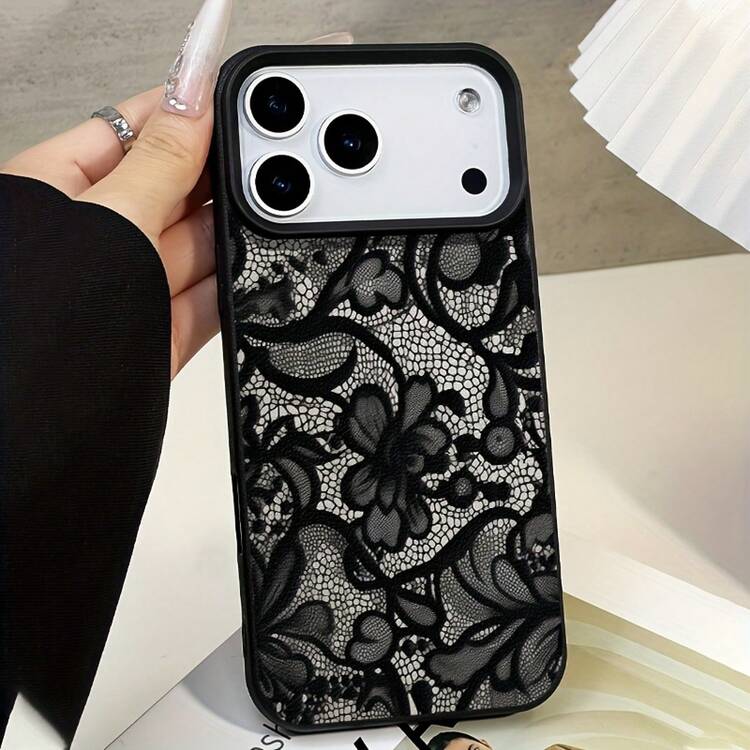 Funda de teléfono: 1 nueva funda de teléfono de TPU con patrón de encaje y textura de lichi anti-caída para  16/16 Plus / 15/ ️15Plus ️Pro Max,  14, 14 plus, 14 Pro, 14 pro max.  13. 13pro. 3promax 12./12P ro., 12 3 proma x11..11 2P r o m a - Estilo 1 (1 pieza) - Añade 6