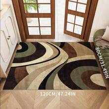 Modern Geometric Retro Pattern Rug - Polyester Fiber Backing Non-Slip Polyester Mat, Durable Home Decor Carpet, Washable Rug Suitable For Living Room, Bedroom, Dining Room And Kitchen