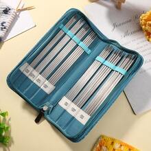 35pcs Stainless Steel Crochet Hook Set With Blue Nylon Case - Ideal Knitting Tool Kit For Sewing Enthusiasts, All Seasons DIY - Perfect Gift For Mom - Multicolor - View 1