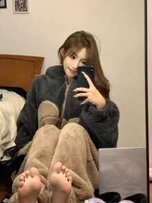 5件組卡通可愛熊貓珊瑚絨冬季睡衣，新款保暖居家服，舒適法蘭絨，保暖防寒，可穿戴毯，溫馨可愛，適合假期派對、居家裝飾、派對禮物、生日禮物、居家裝飾派對與聖誕禮物，聖誕裝飾，聖誕節，聖誕居家裝飾 - 彩色 - 查看 5