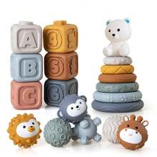 Baby Soft Rubber Cube Building Blocks Stacking Rings Sensory Squeeze Ball Toys - Multicolor - View 20