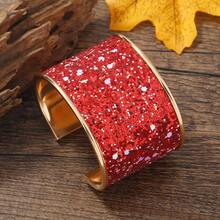 Glitter Cuff Bangle - Red - View 6