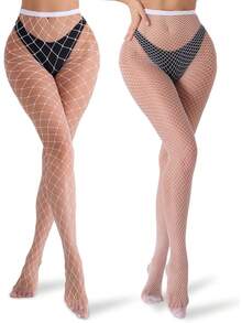 1Pair/2Pairs/4Pairs Fishnet Stockings For Women Plus Size One Size Fit All Fashion Fishnet Tights
