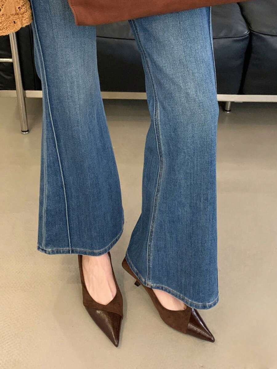 优雅尖头细高跟女鞋,百搭高跟鞋,软底,四季皆宜,猫跟 - 棕色 - 查看 1