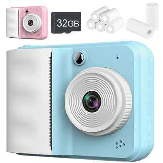 儿童即时打印相机，1080P数码相机，带视频拍摄、Sketchup打印照片功能，附赠2卷相纸，适合6-13岁以上男孩女孩，生日礼物，中国制造 - 两种颜色可选，可与朋友一起涂鸦，在照片中创造独特的色彩，捕捉美好瞬间。