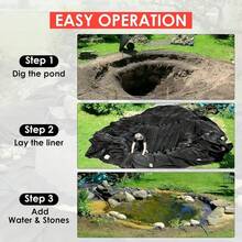Heavy Duty Pond Liner - High Density Polyethylene (HDPE) Waterproof Sheet, Suitable For Koi Ponds, Garden Pools, Fish Tanks - UV Resistant, Chemical & Plant Resistant, Black Liner (Compatible With Soil/Gravel), Pond Liner