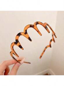 2Pcs Plastic Wavy Hair Band With Teeth, Headbands For Women And Men, Classic 90s Hair Accessories, Halloween(1 Black Color+1 Brown) - Multicolor - View 3