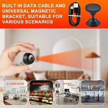 1pcsmall Wireless Hidden Smart Camera. 1080P Pixel WiFi Security Monitoring Camera, With Night Vision, Motion Detection And Long Standby Application Control, Is Suitable For Indoor And Outdoor Dog And Cat Monitoring/Home/Recording/Law Enforcement/Evidence Collection. - 黑色 - 查看 5