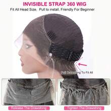 NARNI 36 Inch Invisible Strap 360 Lace Wigs Human Lace Wigs 250 Density Deep Wave Lace Front Wigs Human Hair Glueless 360 HD Full Lace Wig Pre Plucked Drawstring Wig Human Hair Brazilian 13x4 HD Curly Human Hair Wig For Women Natural Black Color - Natural Black - 查看 9