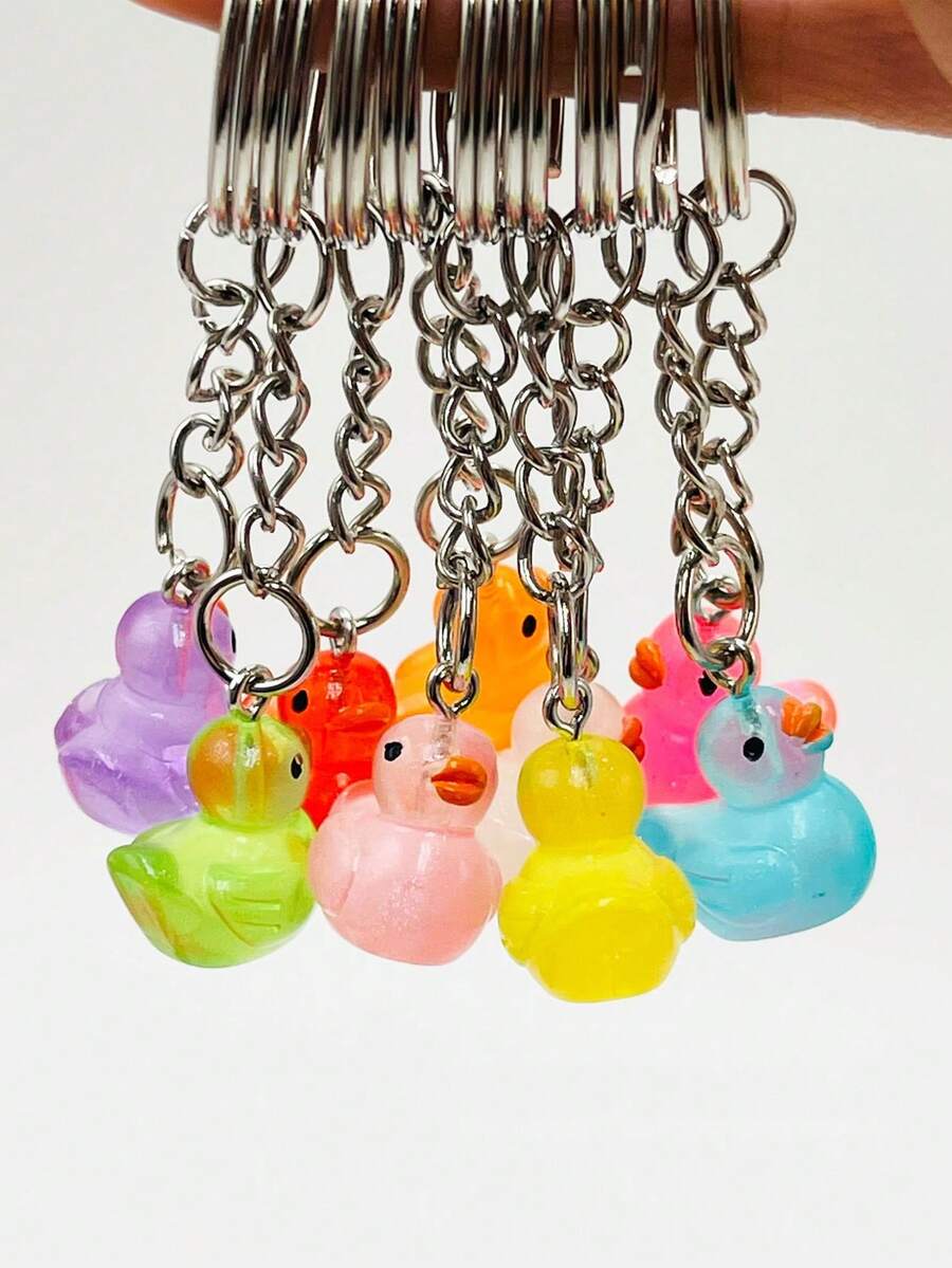 10 piezas Juego de llaveros de pato PVC lindos y variados, llaveros decorativos con temática, regalos de llaveros de coche, llaveros versátiles con muñeca de pato decorativa de moda linda para mujer, decoración de pato, llavero de mini animal de pato lindo, colgante de bolso, para familia y amigos, accesorios de cumpleaños/bolso, recuerdos de cumpleaños - Multicolor - Ver 1