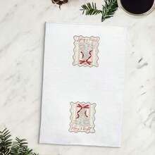 MX  Red Bow Christmas Tree Kitchen Towels Preppy Winter Christmas Dish Tea Towels For Kitchen Decor Coquette Bow Xmas Tree Striped Decorative Hand Towel For Bathroom 16x24 Inch - White - View 2