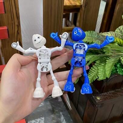 Trickster & Wacky Dancing Robot Toys - Spring-Operated Chain-Driven Motion, 3 Colors (/Red/) With Expressive Eyes & Poses, Durable Plastic Spring-Loaded Dance Figures , Birthday Party Favors & Collectible Gifts