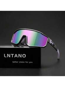 Large Frame Integrated Lens Fashion Multi-Scene Glasses PC Lenses With Silicone Anti-Slip Temples Suitable For Men And Women Multiple Color Options - Purple - View 4