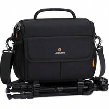 Lubardy Bolsa para Cámara DSLR/SLR/Mirrorless Funda Antichoque con Soporte para Trípode Bolsa Impermeable para Cámara con Protector de Lluvia para SLR, Negro - Negro - Ver 13