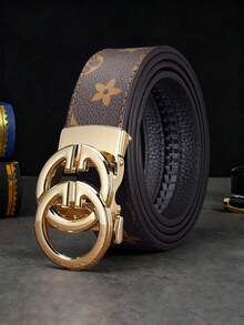 1 Piece Men's Letter Alloy Automatic Buckle Belt, Light Luxury Business Star-Printed Belt, 47 Inches, Suitable For Daily Commuting And Business Office, Simple And Low-Key. An Ideal Gift For Brothers, Family Members And Boyfriends On Christmas. - Multicolor - View 6