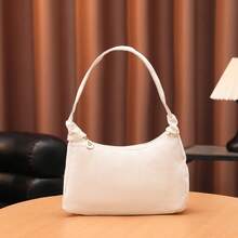 New Fashion Versatile Litchi Grain One Shoulder Bag, Baguette Bag, Classic Design, Niche Versatile Suitable For Travel, Shopping, Commuting - White - View 6