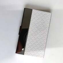Stainless Steel & PU Leather High-End Blue & White Porcelain Embossed Diamond Business Card Holder