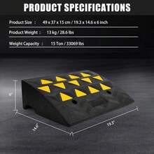 Rubber Threshold Ramp, Heavy Duty Threshold Ramps, Rubber Driveway Ramps With Cable Cover, Car Driveway Curb Ramp For Wheelchairs Cars Vehicles Loading Dock Garage Sidewalk