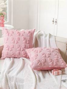 1 pieza Juego de Funda de Almohada Decorativa con Lazo, Funda de Almohada Suave y Esponjosa con Decoración de Lazo, Adecuada para Cama, Sofá, Sillón, Ideal para Decoración de Habitación, Día de San Valentín, Otoño/Invierno