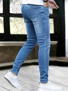 Men's Flexible Slim Jeans - Easy Movement & Daily Versatility - 藍色 - 查看 4