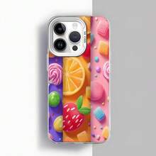 Cubierta de teléfono con diseño de dulces coloridos para iPhone 14 Pro Max funda multicolor con estampado de frutas y caramelos ideal para uso diario en casa o en movimiento Aplicable a teléfonos Apple y Galaxy - Blanco - Ver 2