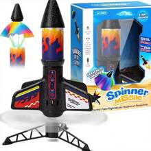 Lanzador de cohetes, 200 pies de altitud de vuelo, kits de cohetes modelo con juego de lanzamiento, cohete volador ultra alto, juguete de cohete, juguetes para niños al aire última intervensión - Negro - Ver 2